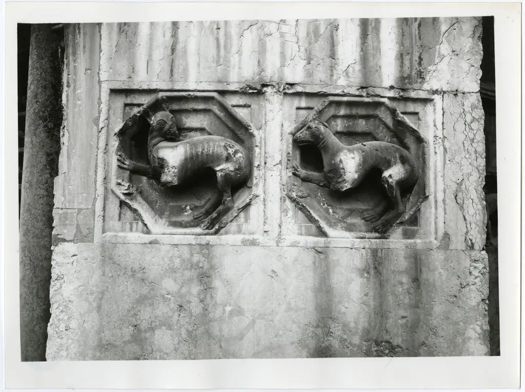 Anonimo , Antelami Benedetto - seguace - sec. XII/ XIII - Lepre; Cane