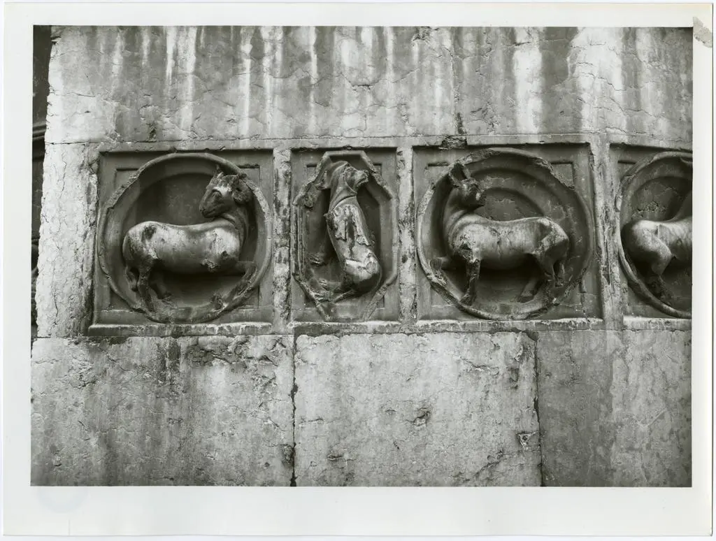 Anonimo , Antelami Benedetto - seguace - sec. XII/ XIII - Ariete; Cane; Bue