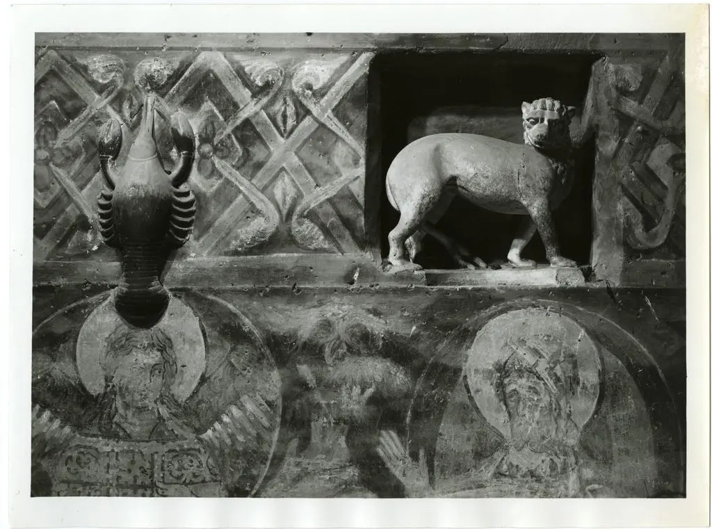 Anonimo , Antelami Benedetto - seguace - sec. XII/ XIII - Segno del Cancro; Segno del Leone