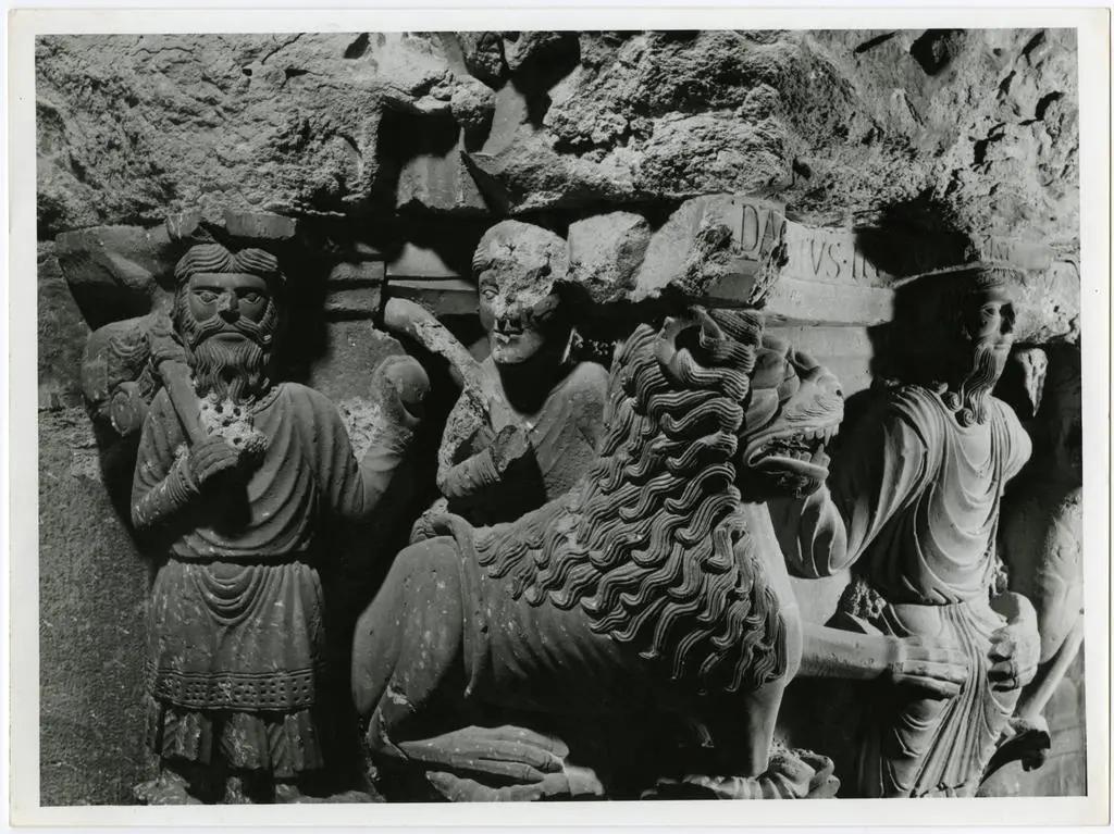 Vaghi, Luigi , Antelami Benedetto - scuola - sec. XIII - Daniele nella fossa dei leoni; Abacuc alimentato dall'angelo