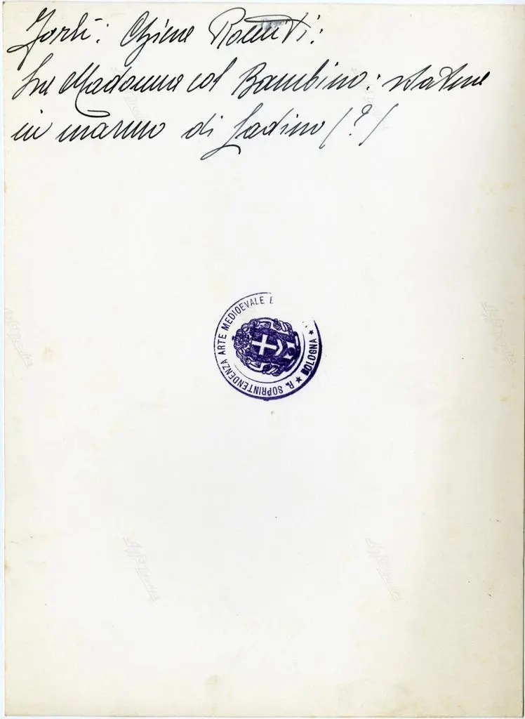 Archivio fotografico della Soprintendenza per i beni storici, artistici ed etnoantropologici per le province di Bologna, Ferrara, Forl&igrave;-Cesena, Ravenna e Rimini e Pinacoteca Nazionale di Bologna , Forl&igrave;: Chiesa Romiti. La Madonna col Bambino: statua in marmo di Ladino (?)