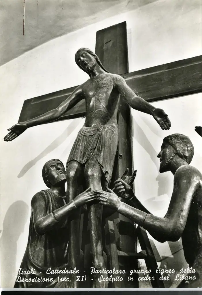 Fotocelere Torino , Tivoli - Cattedrale - Particolare gruppo ligneo della Deposizione (sec. XI) - Scolpito in cedro del Libano