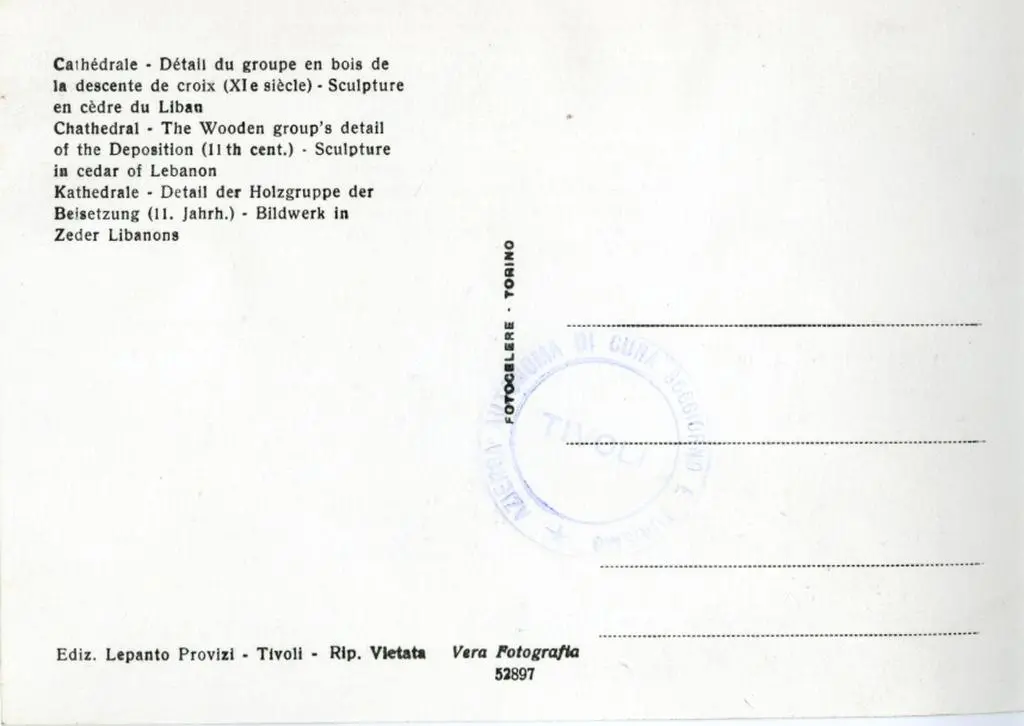 Fotocelere Torino , Tivoli - Cattedrale - Particolare gruppo ligneo della Deposizione (sec. XI) - Scolpito in cedro del Libano