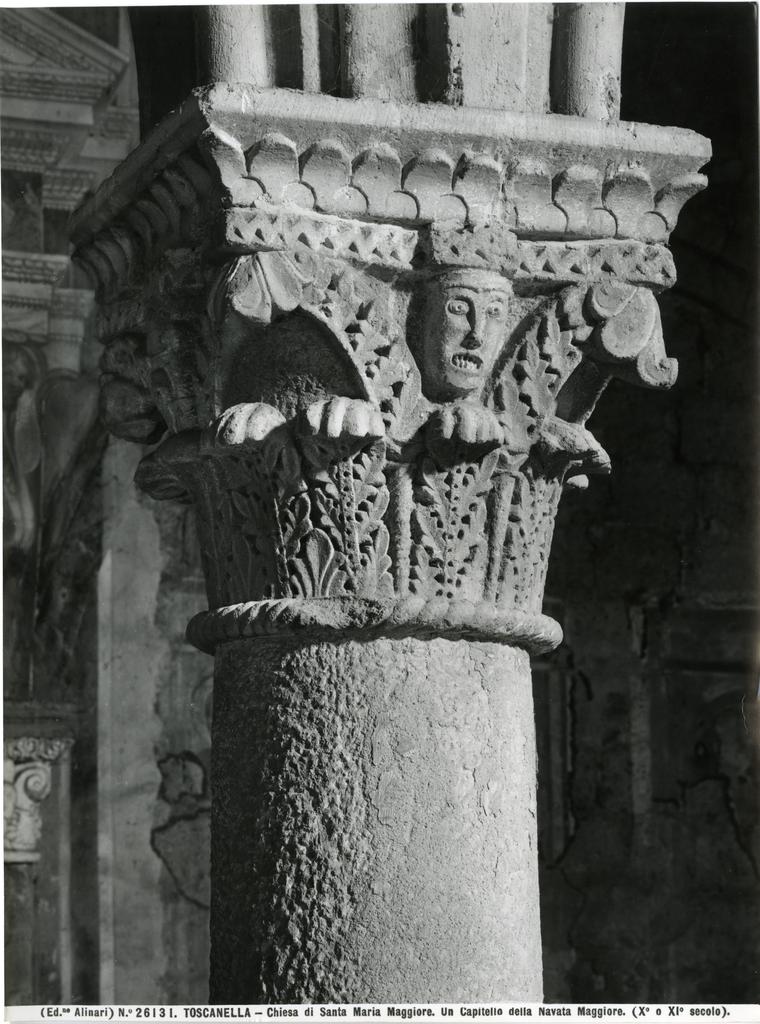 Alinari, Fratelli , Toscanella - Chiesa di Santa Maria Maggiore. Un Capitello della Navata Maggiore (X° e XI° secolo).