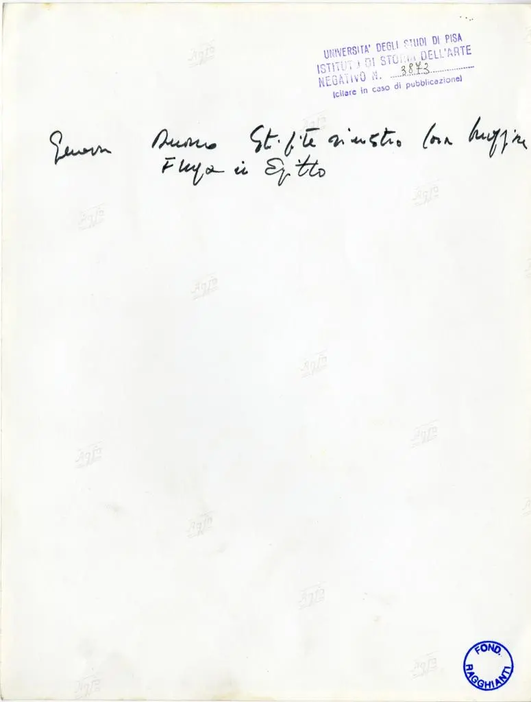 Universit&agrave; di Pisa. Dipartimento di Storia delle Arti , Genova - Duomo - Stipite sinistro (porta maggiore), Fuga in Egitto