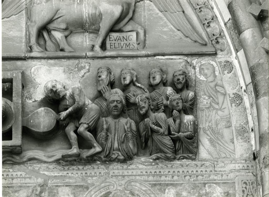 Università di Pisa. Dipartimento di Storia delle Arti , Anonimo - sec. XIII - Martirio di san Lorenzo; Simboli dei quattro evangelisti