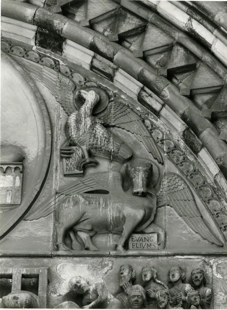 Universit&agrave; di Pisa. Dipartimento di Storia delle Arti , Anonimo - sec. XIII - Martirio di san Lorenzo; Simboli dei quattro evangelisti