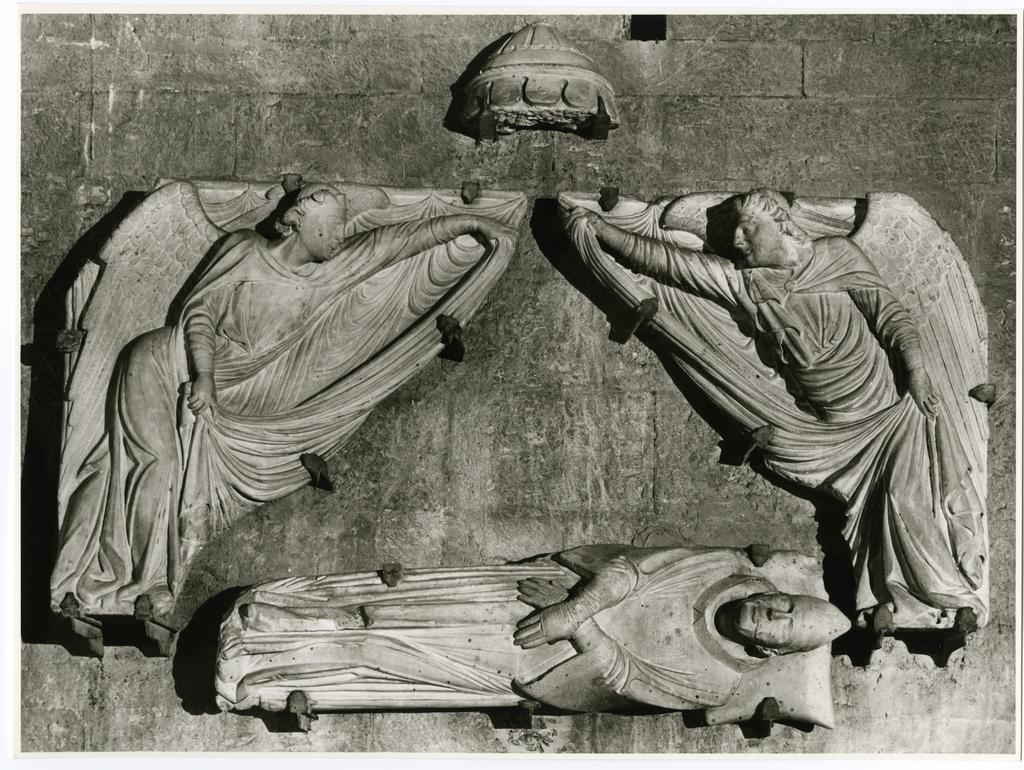 Bozano, Giacomo , Anonimo pisano francisante - sec. XIV - Ritratto funebre del cardinale Luca Fieschi; Angelo reggicortina
