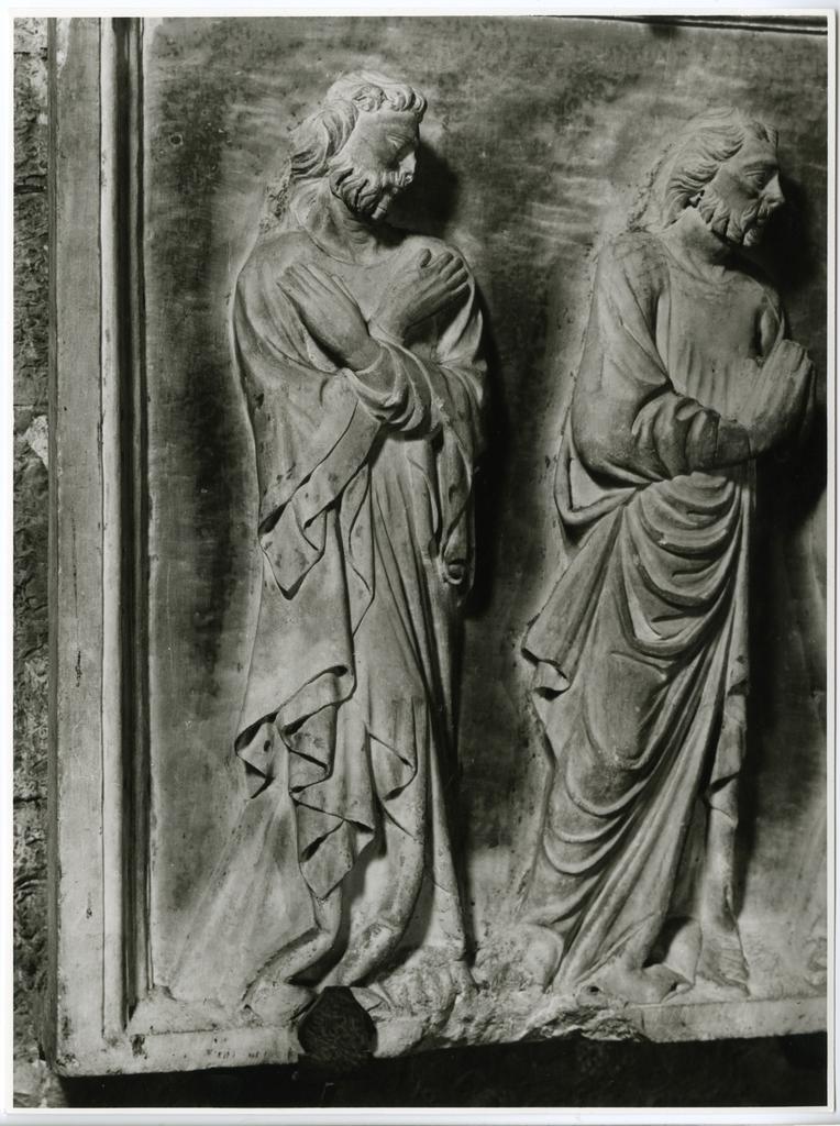 Bozano, Giacomo , Anonimo pisano francisante - sec. XIV - Particolare della scena raffigurante Cristo risorto che mostra le sue piaghe agli apostoli