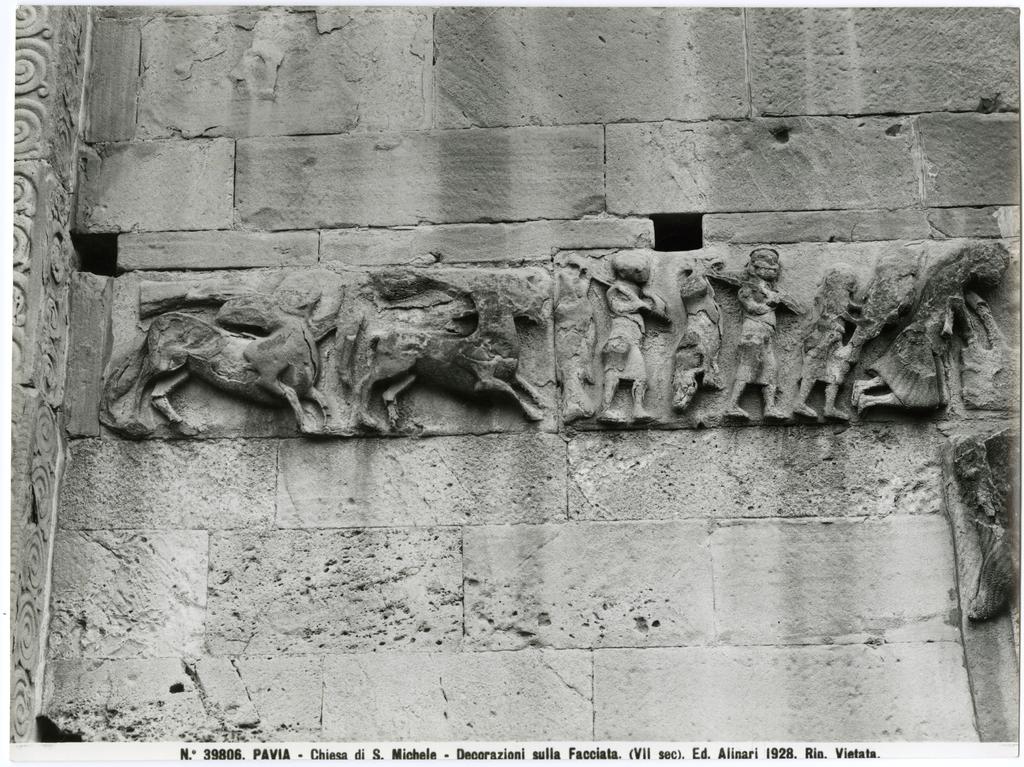 Anonimo lombardo sec. XII , Motivo decorativo con figure umane, Motivo decorativo con animali fantastici