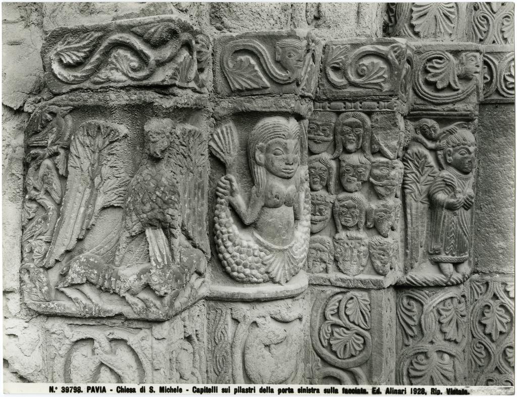 Anonimo lombardo sec. XII , Motivo decorativo con animali fantastici, Motivo decorativo con figure umane, Motivi decorativi a girali vegetali