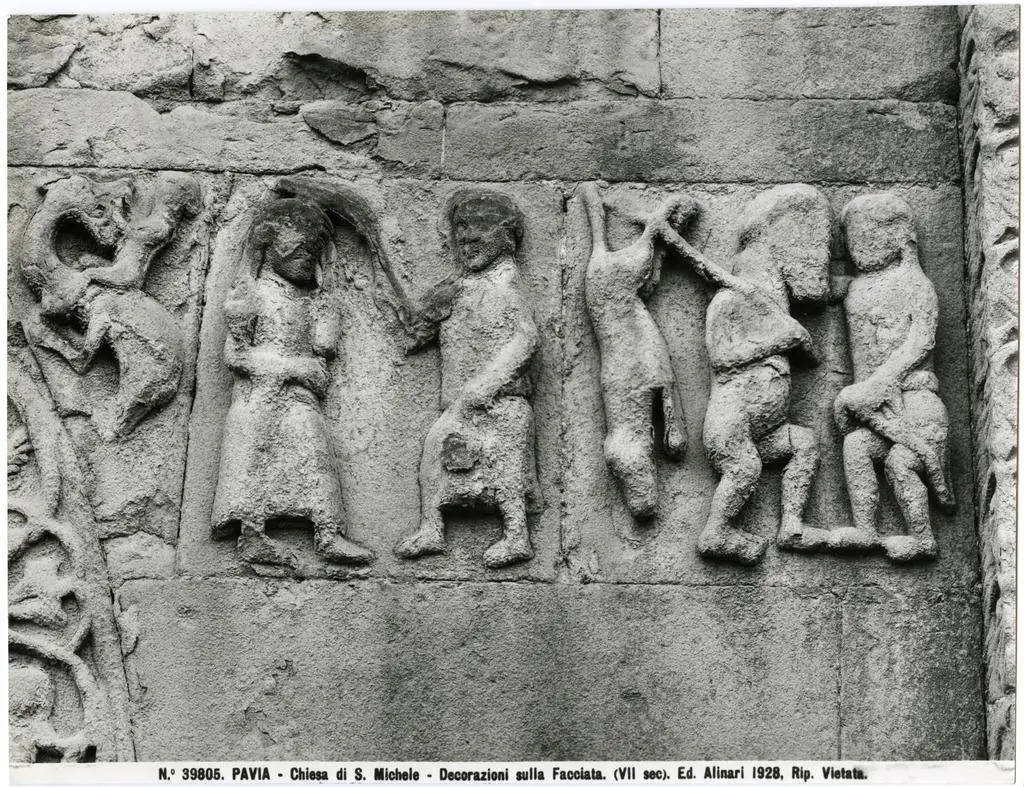 Alinari, Fratelli , Pavia - Chiesa di S. Michele - Decorazioni sulla Facciata. (VII sec).