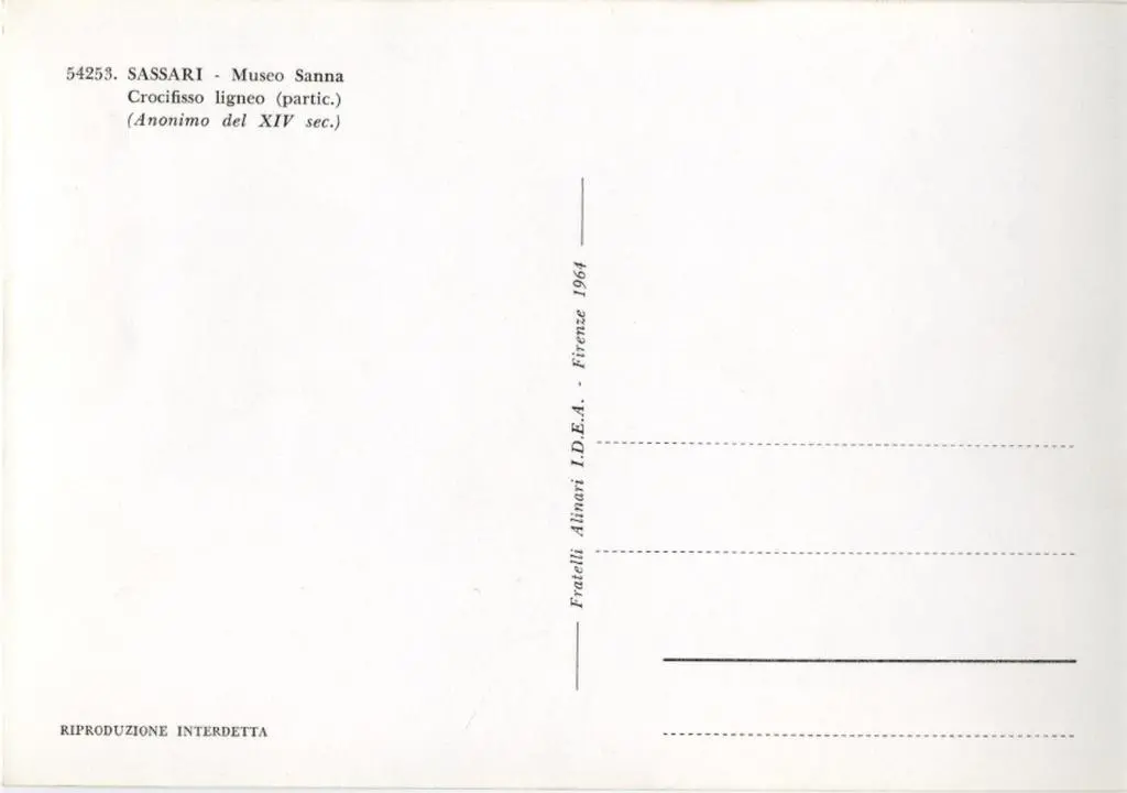 Alinari, Fratelli , Sassari. Museo Sanna. Crocifisso ligneo (partic.) (Anonimo del XIV sec.)