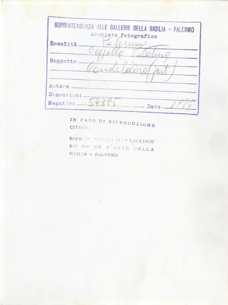 Soprintendenza Beni Culturali ed Ambientali Palermo , Palermo - Cappella Palatina. Candelabro (part.)