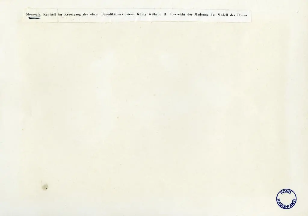 Anonimo , Anonimo - sec. XII - Capitello figurato, Guglielmo II dedica la Cattedrale di Monreale alla Madonna