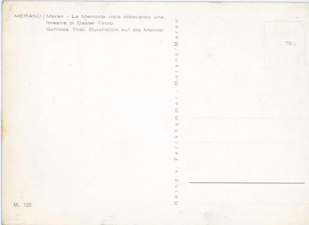 Perckhammer Heinz von , Merano - La Mendola vista attraverso una finestra di Castel Tirolo