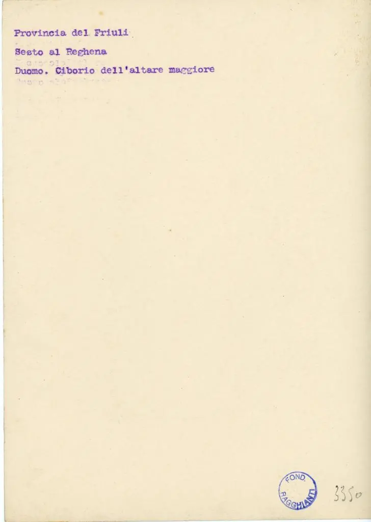 Archivio fotografico della Soprintendenza per i Beni Architettonici e Paesaggistici di Venezia e Laguna , Provincia del Friuli - Sesto al Reghena - Duomo. Ciborio dell'altare maggiore