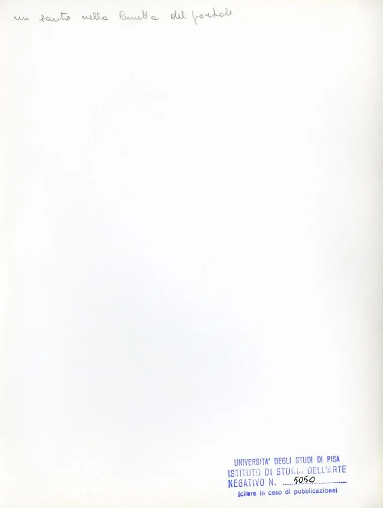 Universit&agrave; di Pisa. Dipartimento di Storia delle Arti , Un santo nella lunetta del portale