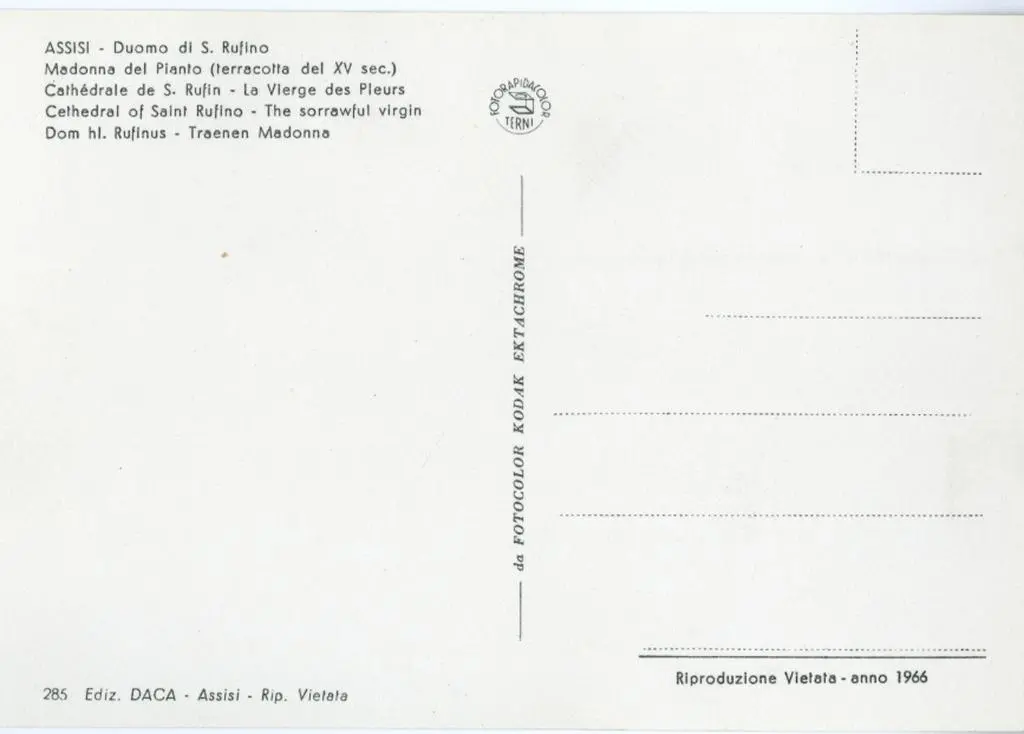 Anonimo , Assisi - Duomo di S. Rufino. Madonna del Pianto (terracotta del XIV sec.)