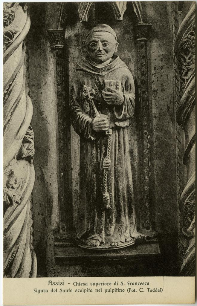 Taddei, Carlo , Assisi - Chiesa superiore di S. Francesco. Figura del Santo scolpita nel pulpitino
