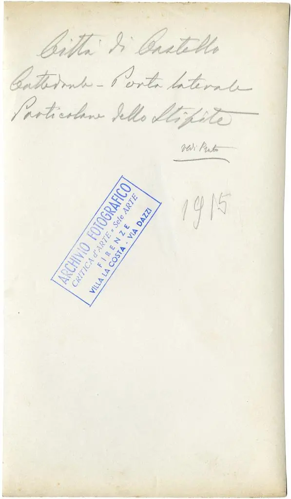 Anonimo , Citt&agrave; di Castello. Cattedrale - Porta laterale, Particolare dello stipite