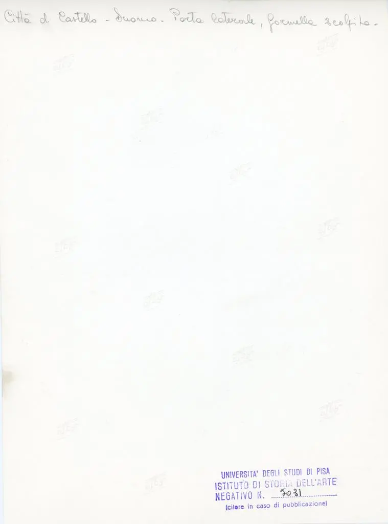 Università di Pisa. Dipartimento di Storia delle Arti , Città di Castello - Duomo - Porta laterale, formella scolpita.