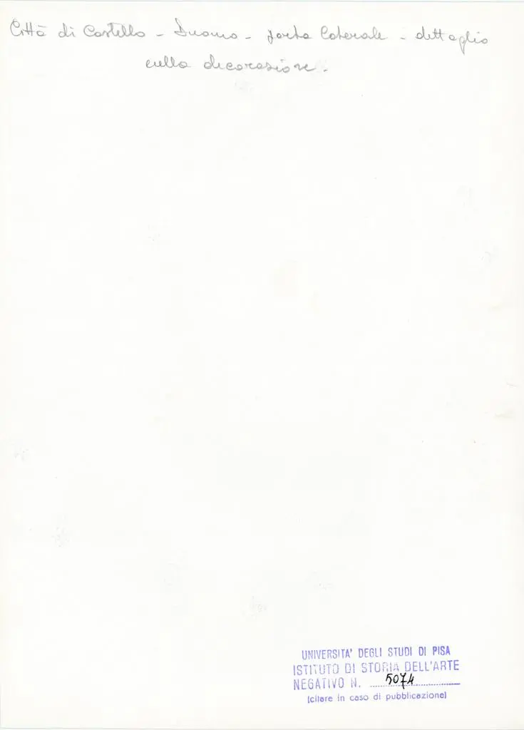 Universit&agrave; di Pisa. Dipartimento di Storia delle Arti , Citt&agrave; di Castello - Duomo - Porta laterale - dettaglio nella decorazione.