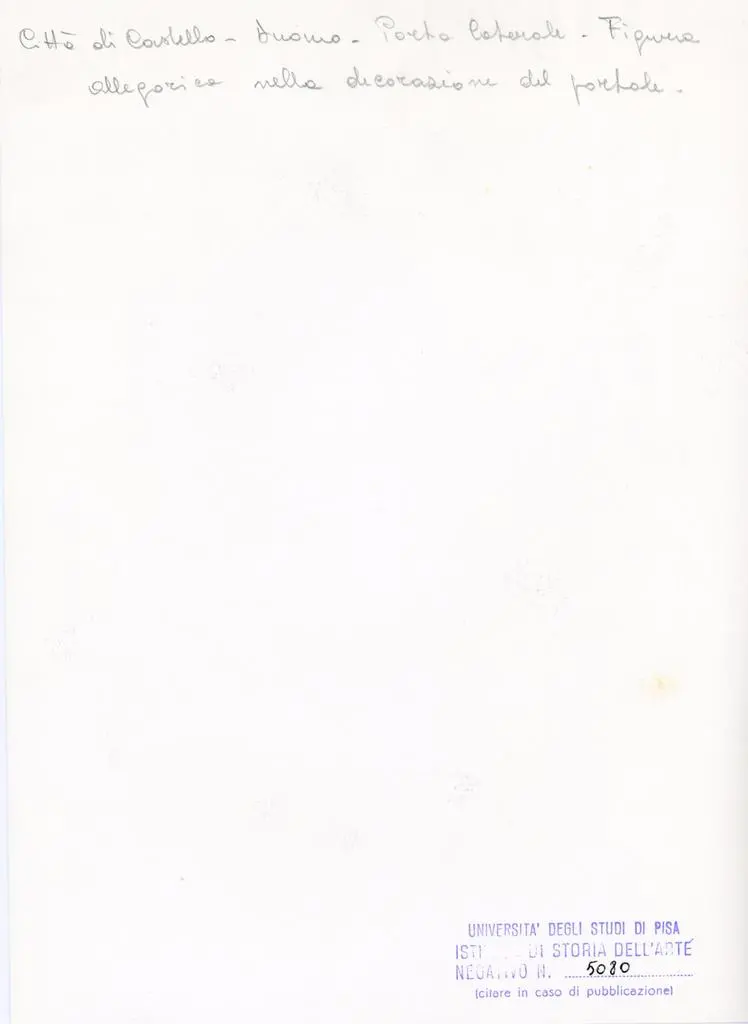 Università di Pisa. Dipartimento di Storia delle Arti , Città di Castello - Duomo - Porta laterale - Figura Allegorica nella decorazione del portale.