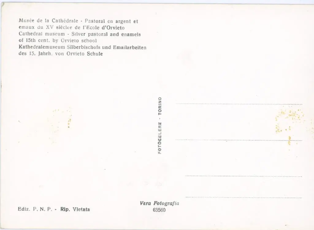 Fotocelere Torino , Citt&agrave; di Castello - Museo della Cattedrale - Riccio Pastorale d'argento e smalti del secolo XV della Scuola di Orvieto