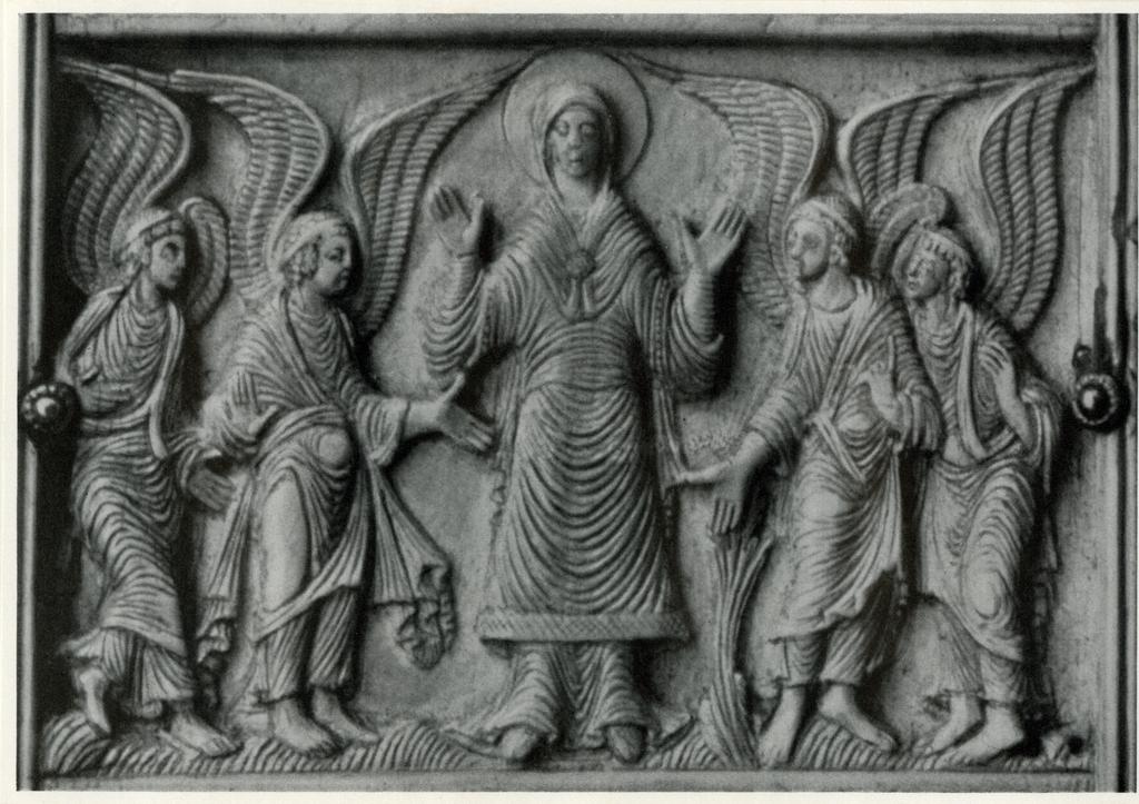 Anonimo , St. Gallen, Bibl. Capitolare - Legatura eburnea di Tutilo (IX-X) - avorio, part.