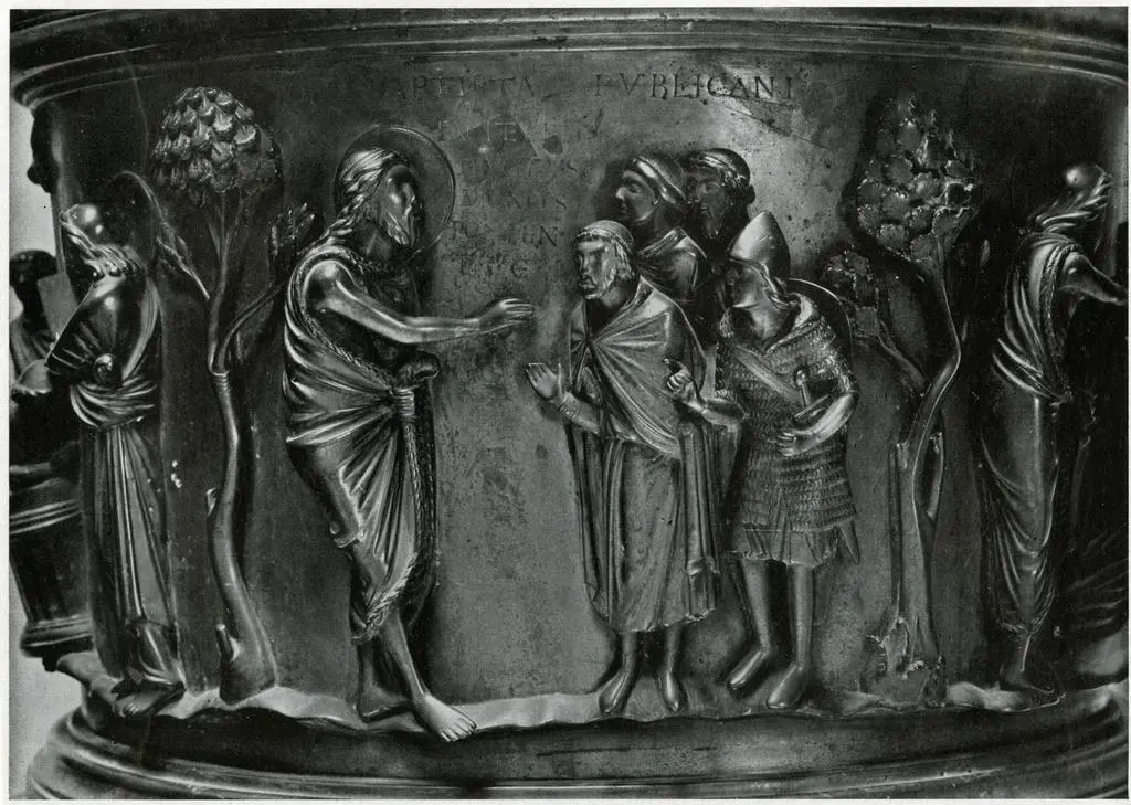 Anonimo , Reinerus. Ehernes Taufbecken. 1113. L&uuml;ttich, Bartholom&auml;uskirche