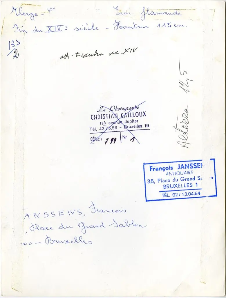 Cailloux, Christian , Vierge - [?] - &Eacute;cole flamande - Fin du XIV si&egrave;cle - Hauteur 115 cm.