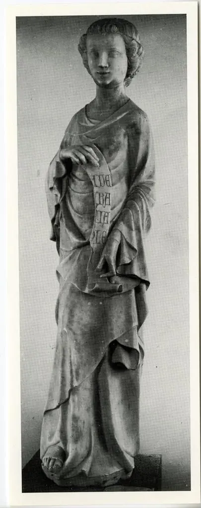 Anonimo , Maestro mosano di Carrara - sec. XIV - Angelo annunciante