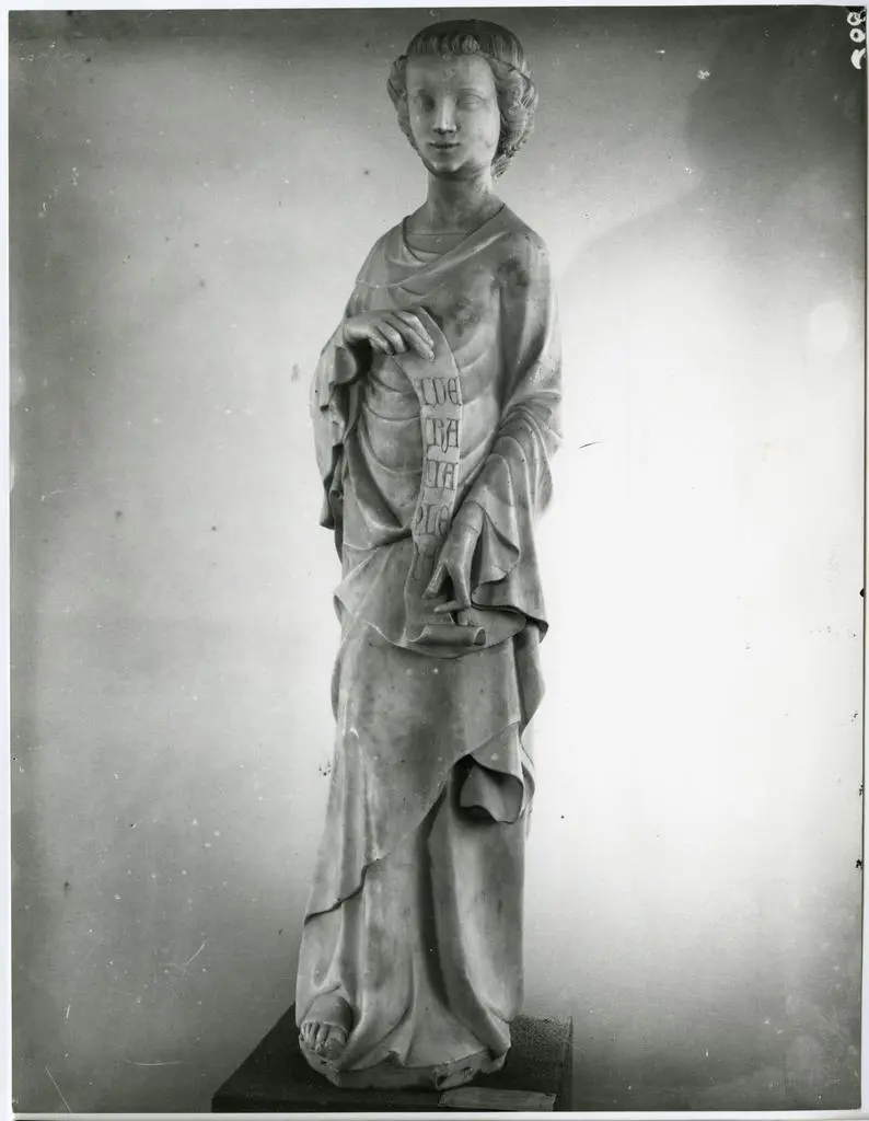 Anonimo , Maestro mosano di Carrara - sec. XIV - Angelo annunciante