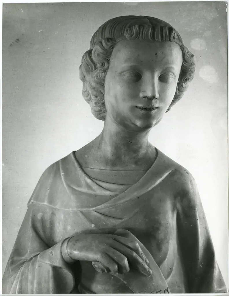 Fototeca della Soprintendenza per i beni architettonici e paesaggistici, storici, artistici ed etnoantropologici per le province di Pisa e Livorno , Maestro mosano di Carrara: Angelo annunciante, particolare