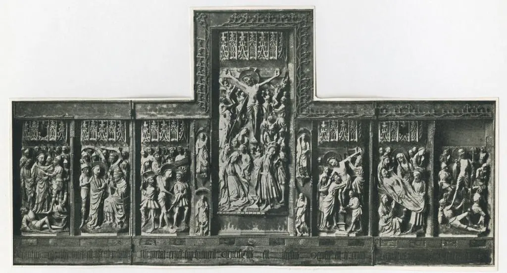 Anonimo , Arte inglese (inizi sec. XV): Polittico d'alabastro con scene della Passione di Cristo