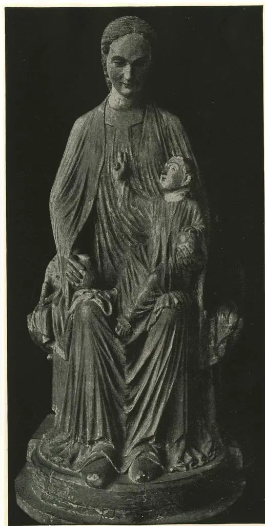 Anonimo , "Muttergottes" Holzplastik - Niederrheinischer Meister, um 1250. K&ouml;ln, Schn&uuml;tgen-Museum.