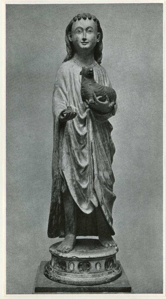 Anonimo , Johannes der Täufer als Knabe aus Schloß Schülzburg Pappelholz mit alter Fassung Schwäbisch um 1280 - Nürnberg, Germ. Nationalmuseum