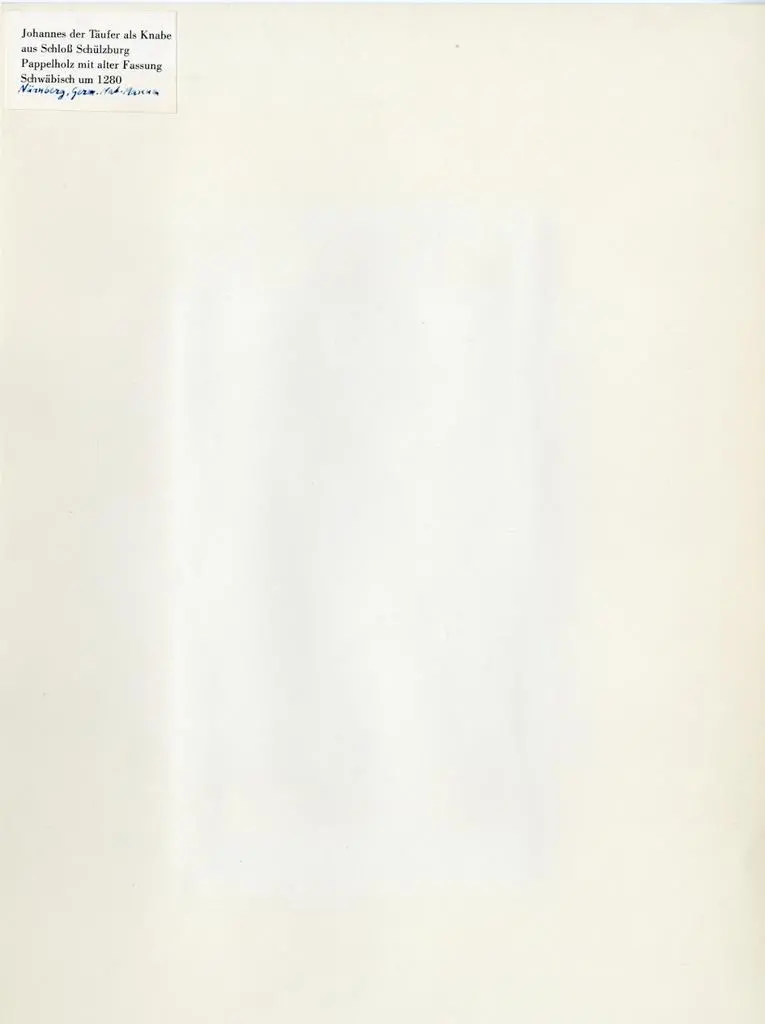 Anonimo , Johannes der T&auml;ufer als Knabe aus Schlo&szlig; Sch&uuml;lzburg Pappelholz mit alter Fassung Schw&auml;bisch um 1280 - N&uuml;rnberg, Germ. Nationalmuseum