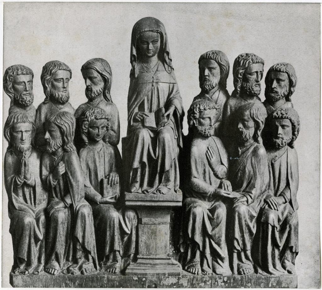 Anonimo tedesco sec. XIV , Maria Vergine in mezzo agli apostoli