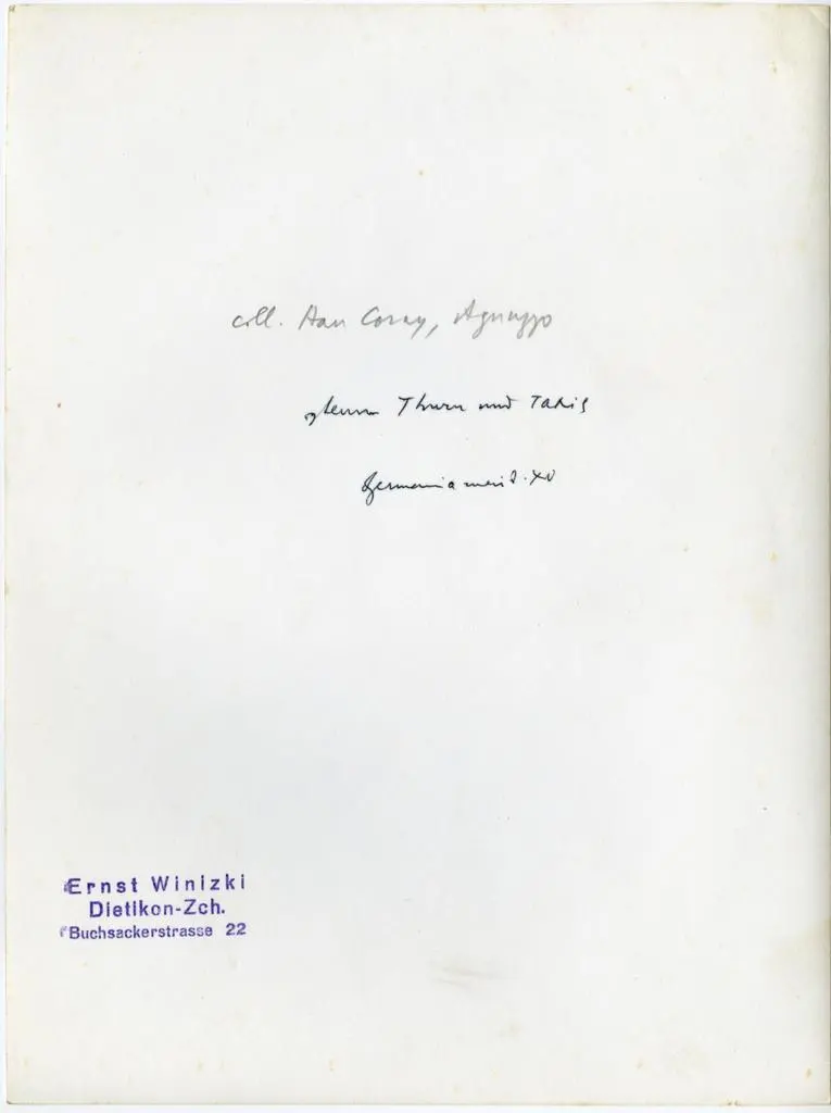 Winizki, Ernst , Coll. Han Coray, Agnuzzo - Stemma Thurn und Taxis - Germania merid. XV