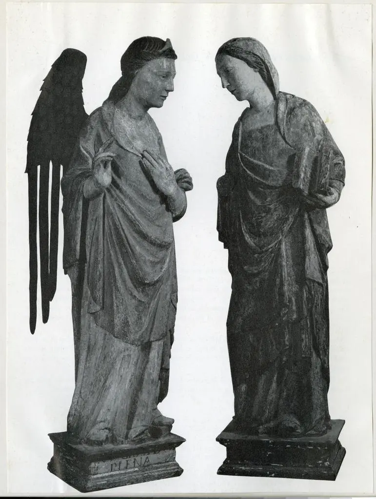 Anonimo , Anonimo toscano - sec. XIV - Maria Vergine annunciata; Angelo annunciante