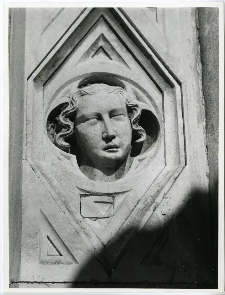 Anonimo sec. XIV , Motivo decorativo con testa umana