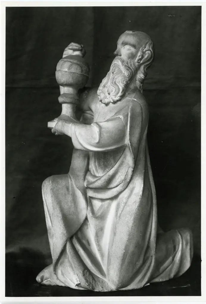 IRPA-KIK Institut royal du Patrimoine artistique-Koninklijk Instituut voor het Kunstpatrimonium , Anonimo sec. XIV - Adorazione dei Re Magi, particolare con Re Magio