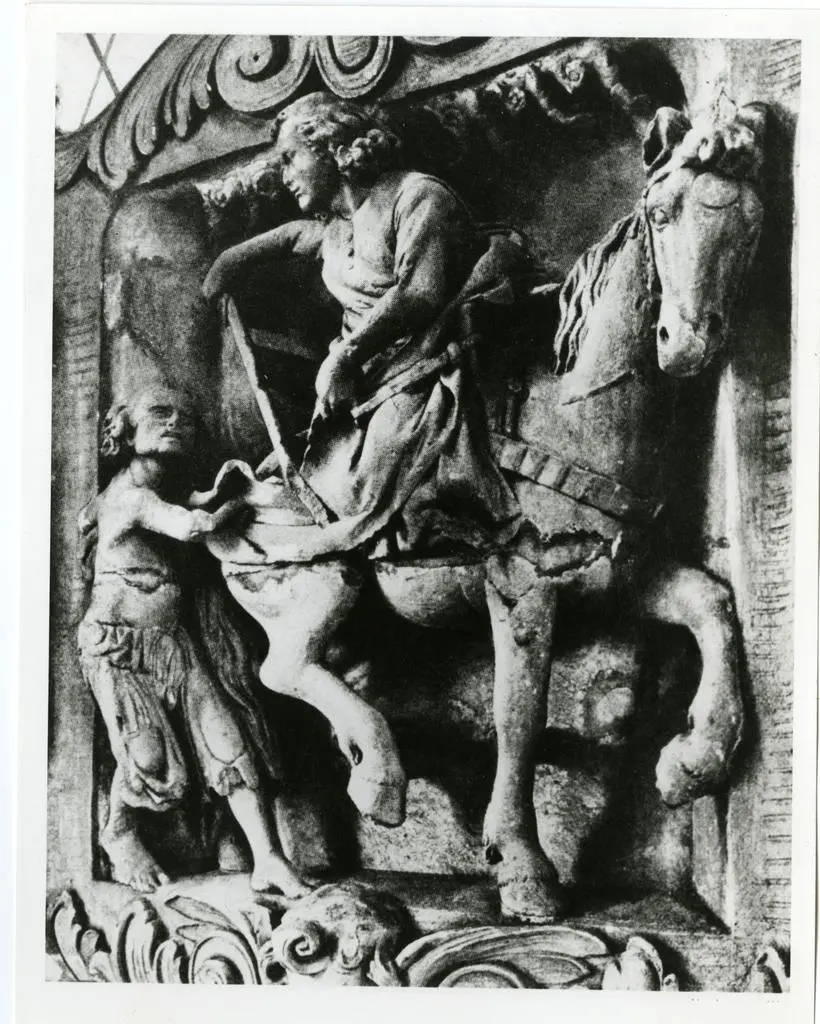 Anonimo sec. XIII , San Martino dona parte del mantello al povero