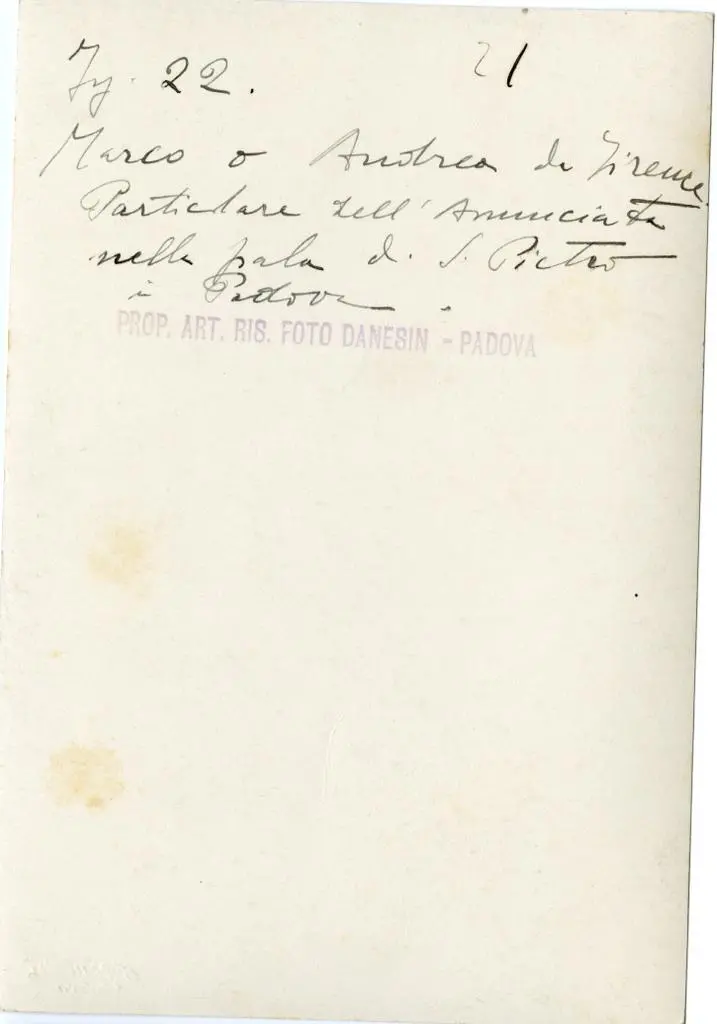 Danesin, Menotti , Marco o Andrea da Firenze. Particolare dell'Annunciata nella pala di S. Pietro in Padova