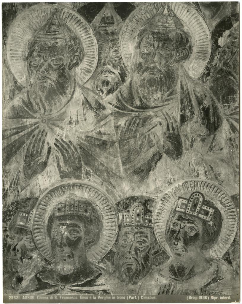 Brogi , Assisi. Chiesa di S. Francesco. Gesù e la Vergine in trono (Part.) Cimabue.