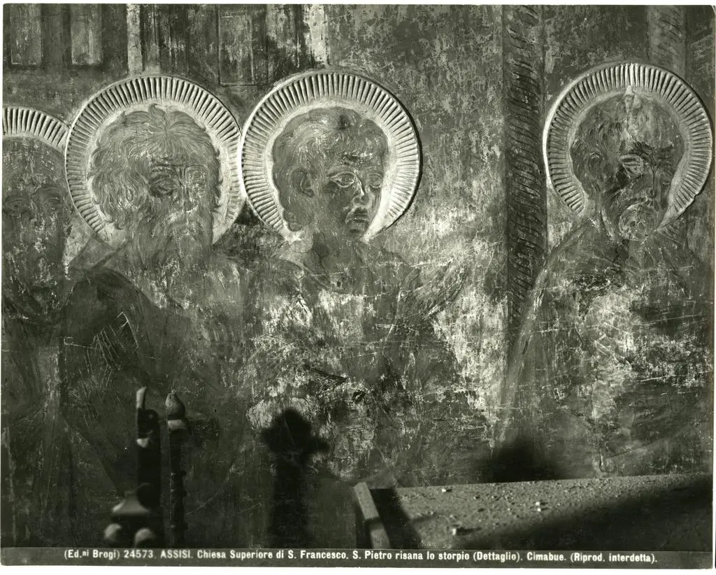 Brogi , Assisi, Chiesa Superiore di S. Francesco. S. Pietro risana lo storpio (Dettaglio). Cimabue.
