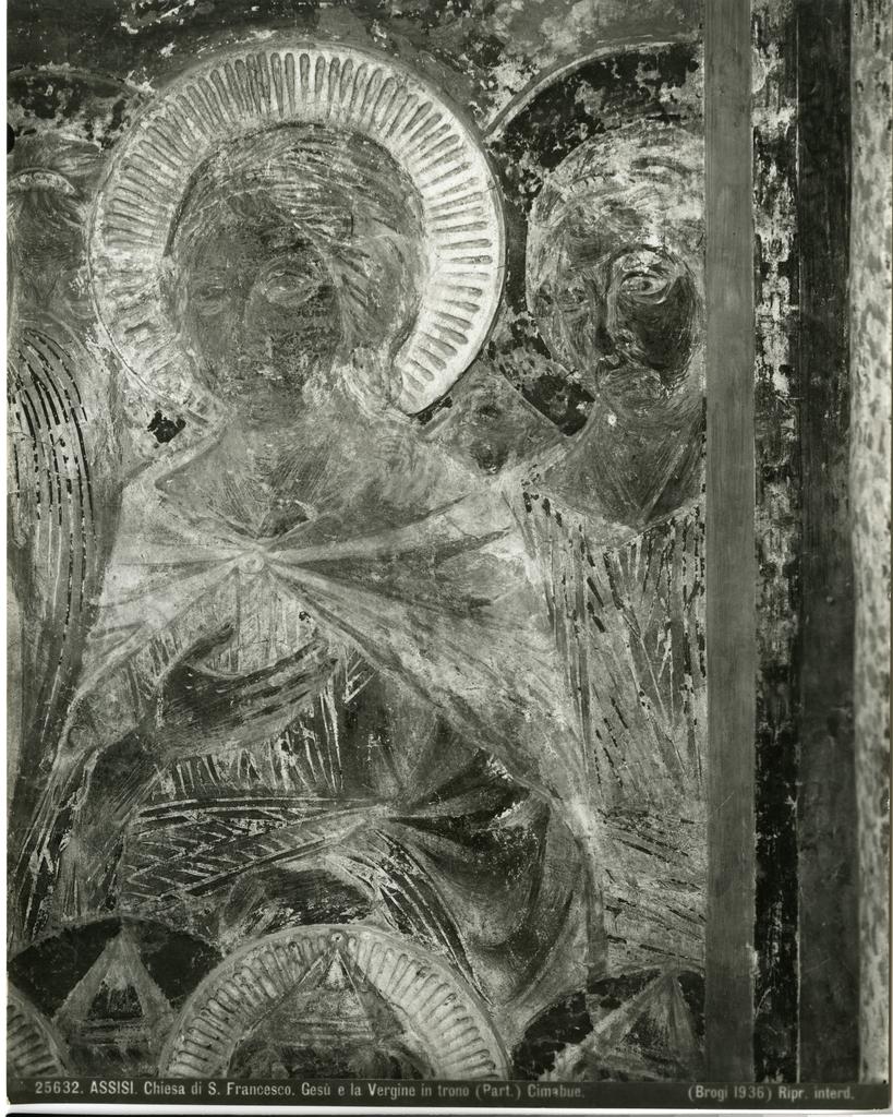 Brogi , Assisi. Chiesa di S. Francesco. Gesù e la Vergine in trono (Part.) Cimabue.