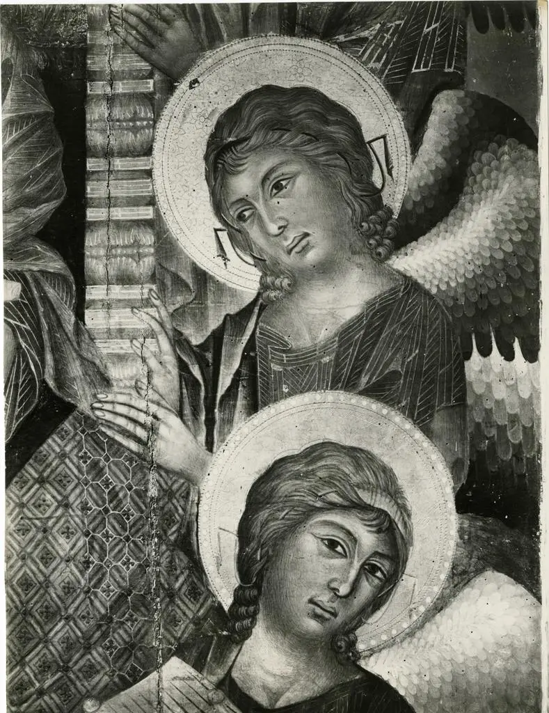 Gabinetto Fotografico della Soprintendenza Speciale per il Patrimonio Storico, Artistico ed Etnoantropologico e per il Polo Museale della citt&agrave; di Firenze , Cenni di Pepo - sec. XIII - Madonna con bambino in trono, angeli, Geremia, Abramo, David e Isaia (particolare di due angeli)